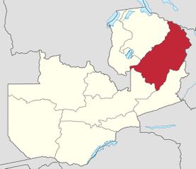 Map of Zambia showing the Muchinga Province